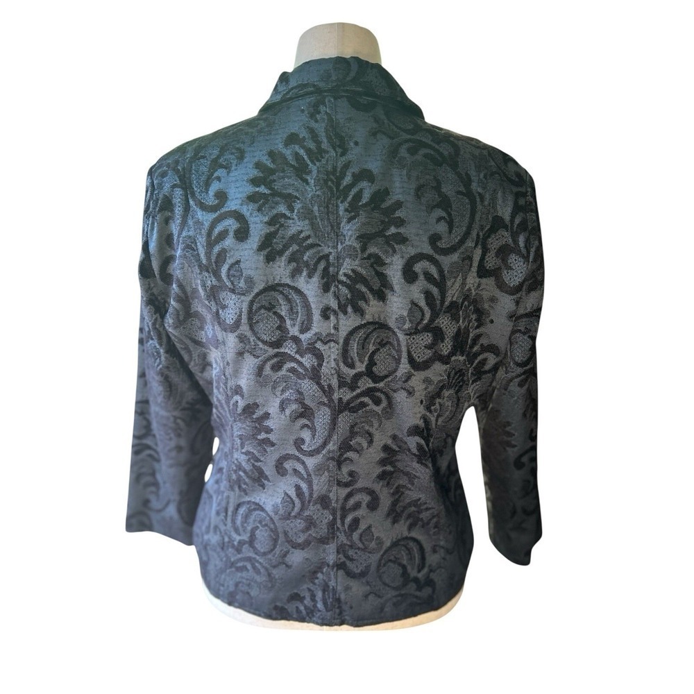 Erin London Black Velvet Damask Blazer Jacket SZ Large Victorian Dark Romantic - Picture 4 of 9